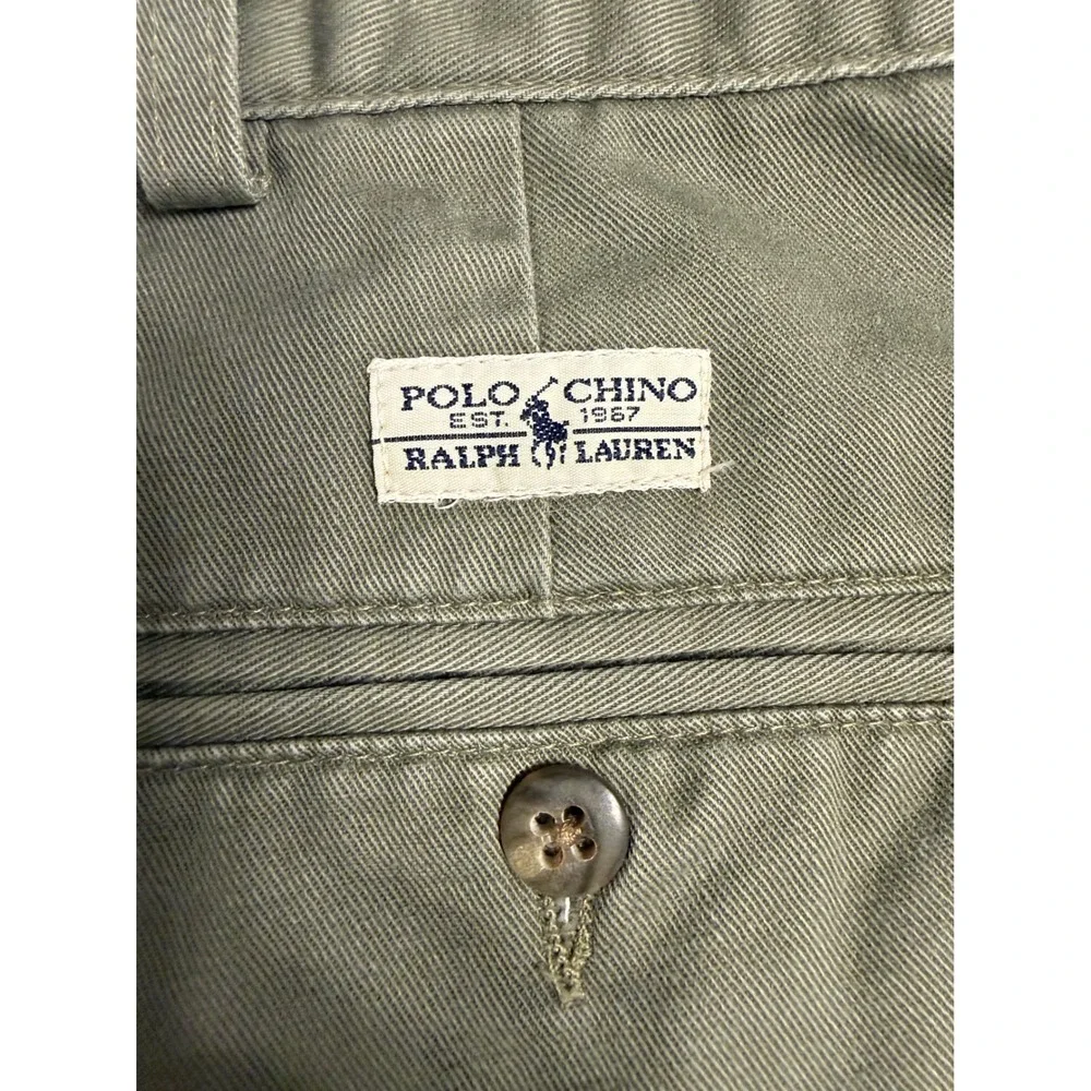 Vintage 90s Polo Chino Ralph Lauren Pants Mens 38x30 Made USA Pleated Olive